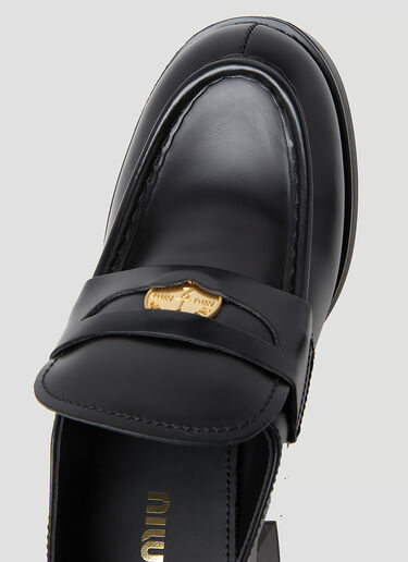 Miu Miu Leather Penny Loafers Black miu0254031