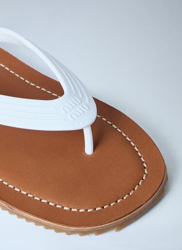 Miu Miu Leather Sole Flip-Flops White miu0264034