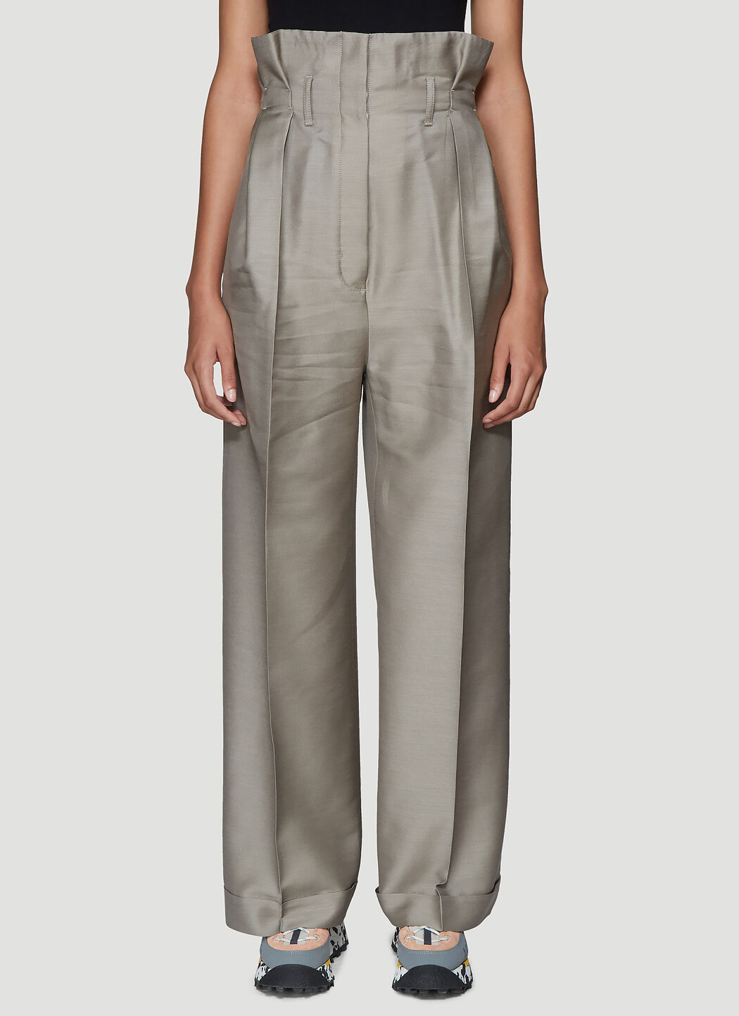 High waisted twill sales pants
