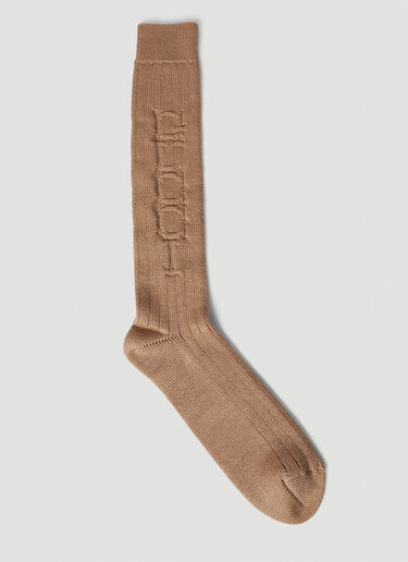 Gucci 徽标压纹袜子 米色 guc0251012