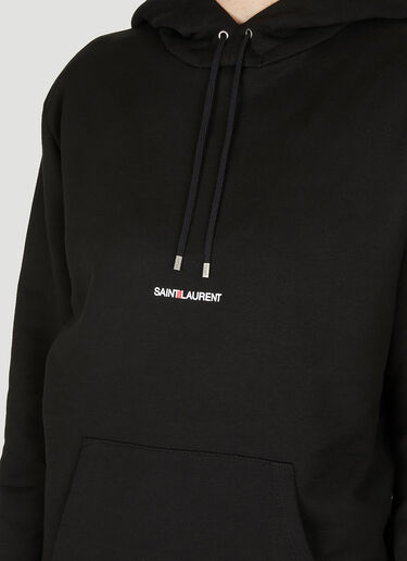 Saint Laurent Logo Embroidered Hooded Sweatshirt Black sla0249046