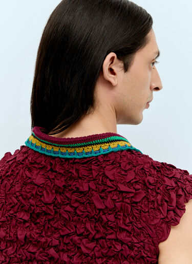 Brain Dead Crochet Collar Kass Shirt Burgundy bra0156014