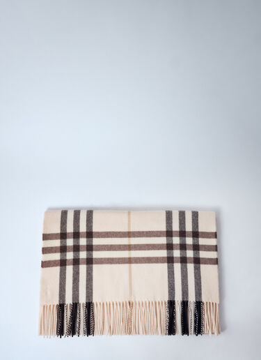 Burberry Wide Check Cashmere Scarf Beige bur0259026