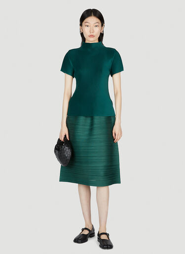 Pleats Please Issey Miyake Mock Neck Top Green plp0253005