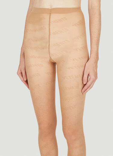 VETEMENTS Women's Logo Monogram Tights in Beige