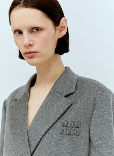 Miu Miu Raw-Trims Wool Blazer Grey miu0256077