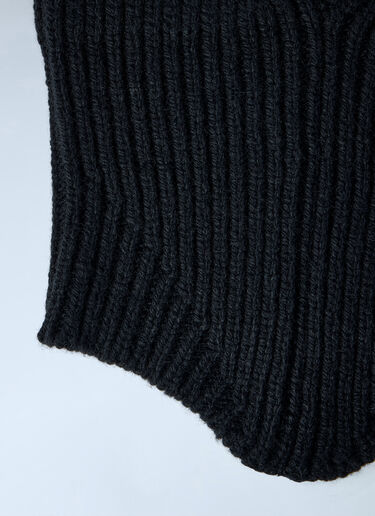 LN-CC® - Rick Owens: Ribbed Knit Balaclava - Black Rick Owens Ribbed Knit Balaclava Black ric0165079