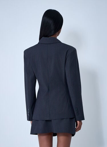 Stretch Stripe Single-Breasted Blazer GANNI Stretch Stripe Single-Breasted Blazer Grey gan0261018