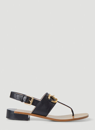 Gucci Horsebit Thong Sandals Black guc0247156
