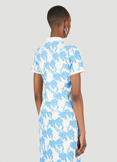 Maisie Wilen Au Fait Ribbon Print Polo Shirt Blue mwn0247012