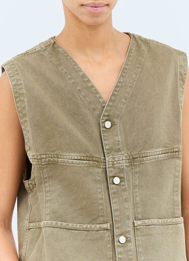 Lemaire Denim Waistcoat Khaki lem0258011