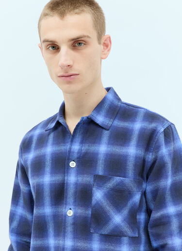 Tekla Plaid Pyjama Shirt Blue tek0355008