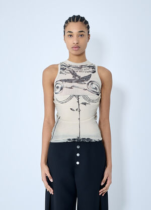 Jean Paul Gaultier Mesh Tank Top Ecru jpg0260002
