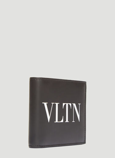 Valentino VLTN Logo Print Bi-Fold Leather Wallet Black val0133024
