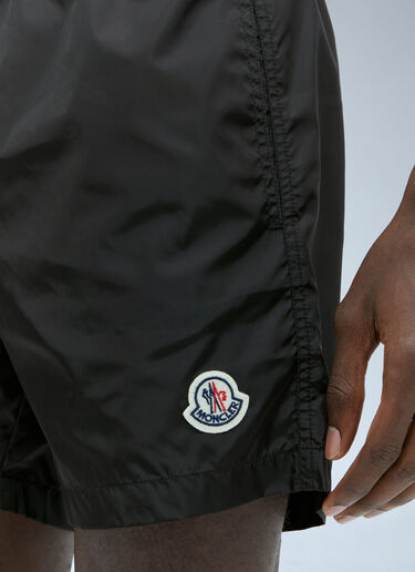 LN-CC® - Moncler: Logo Patch Swim Shorts - Black Moncler Logo Patch Swim Shorts Black mon0155017