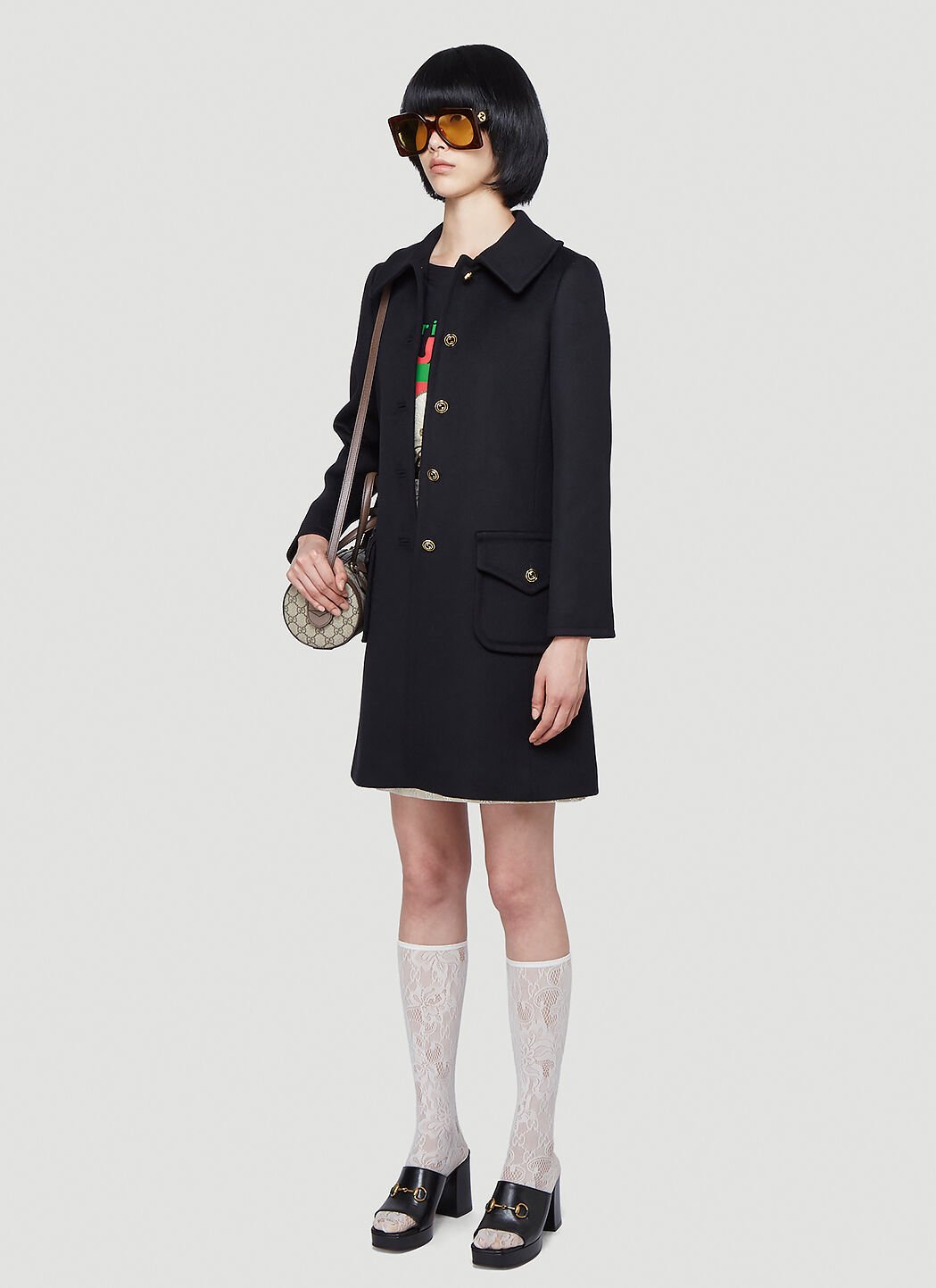 Gucci black deals wool coat