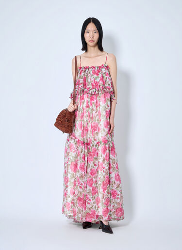 LN-CC® - Chloé: Long Silk Muslin Dress - Pink Chloé Long Silk Muslin Dress Pink chl0264010
