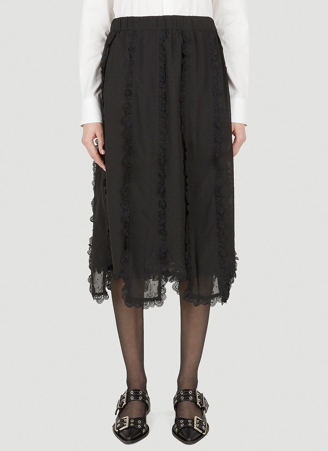 GANNI Dotted Georgette Skirt in Black LN CC