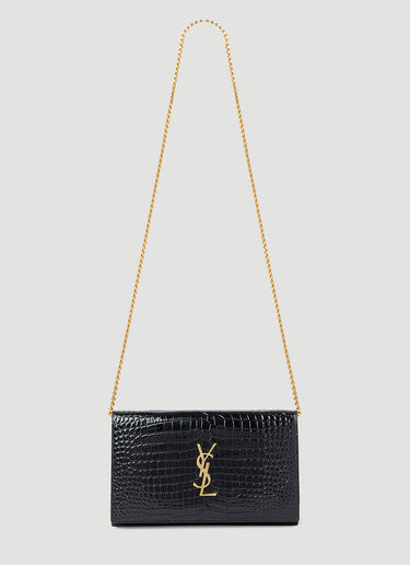 Saint Laurent Logo Plaque Chain Wallet Black sla0251241