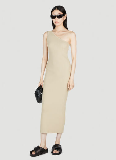 TOTEME One-Shoulder Ribbed Dress Beige tot0253025