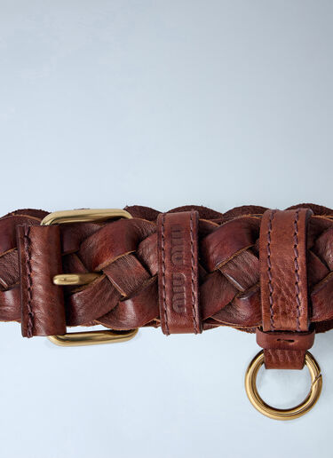 LN-CC® - Miu Miu: Woven Leather Belt - Brown Miu Miu Woven Leather Belt Brown miu0266041