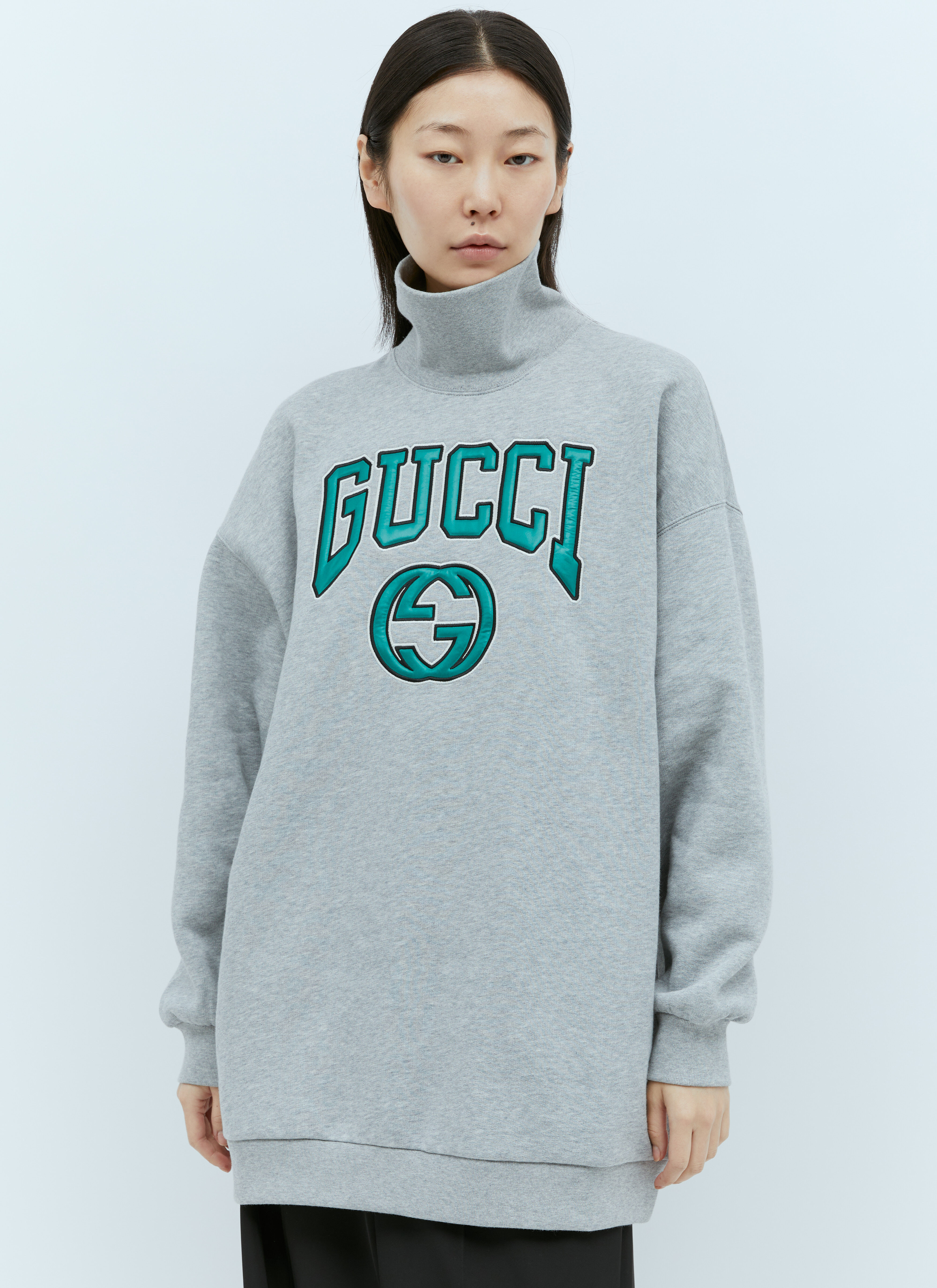 Gucci Women s Logo Embroidery Sweatshirt in Grey LN CC