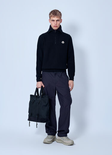 LN-CC® - Moncler: Logo Rib Wool Turtleneck - Black Moncler Logo Rib Wool Turtleneck Black mon0166033