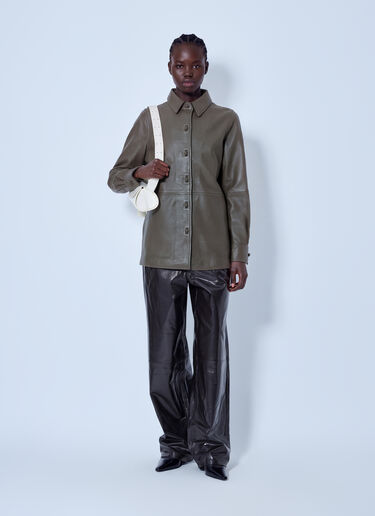 LN-CC® - RÓHE: Leather Pankou Closure Overshirt - Green RÓHE Leather Pankou Closure Overshirt Green roe0266017