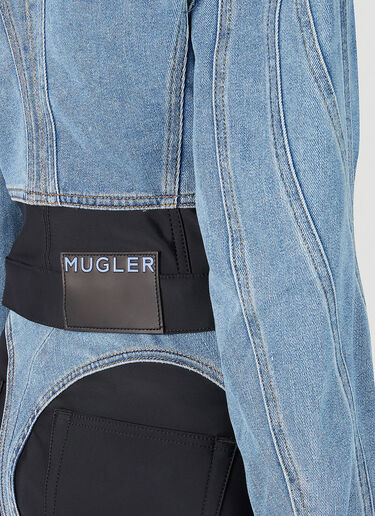 Mugler コルセットパネル デニムジャケット ブルー mug0251003