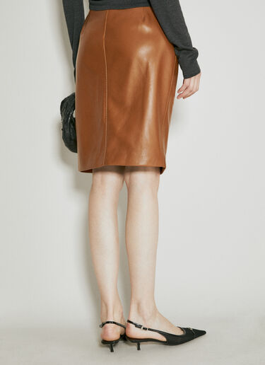 Saint Laurent Leather Pencil Skirt Brown sla0254029