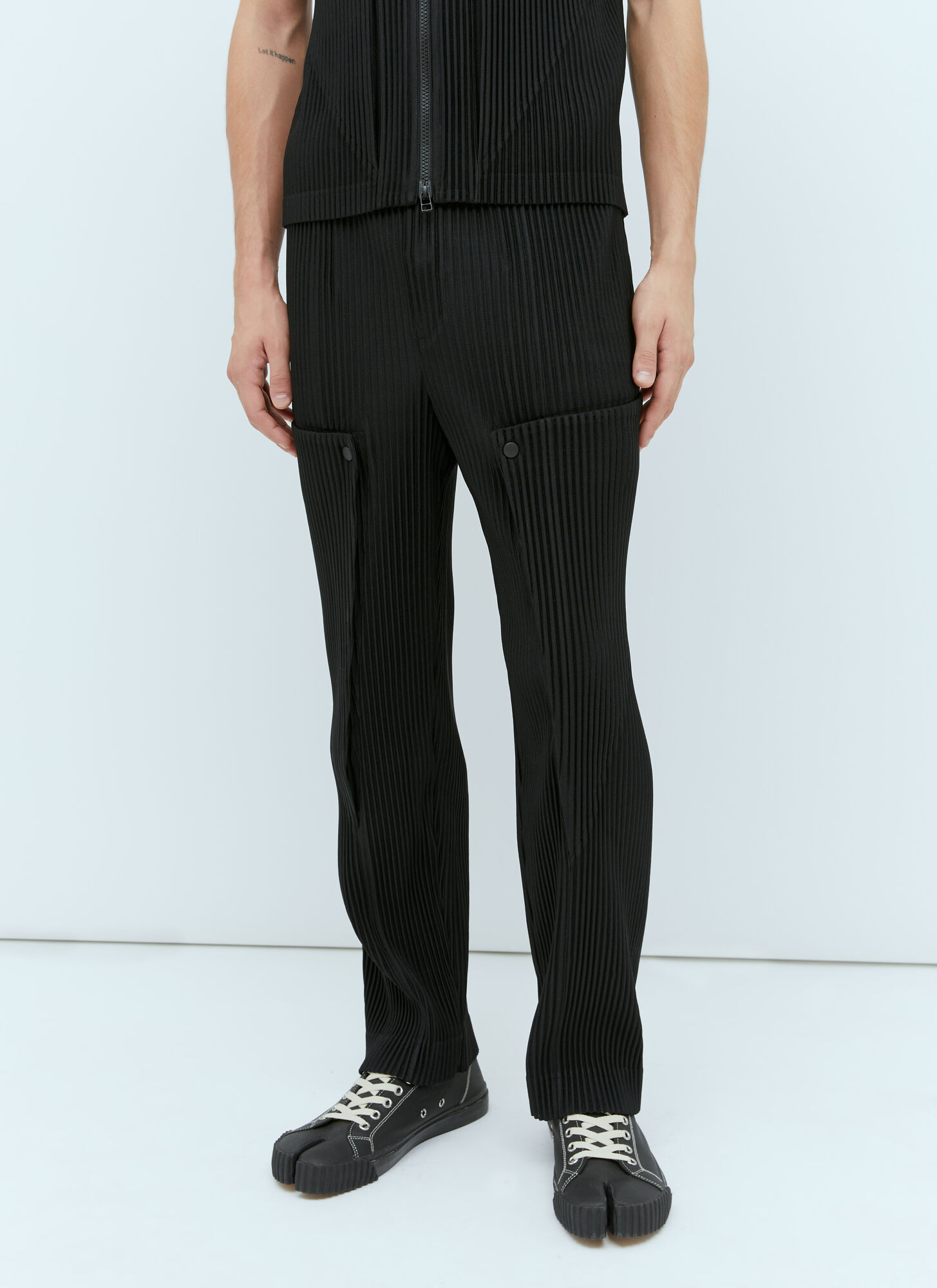 Shop Issey Miyake Unfold Panel Construction Pants In Black