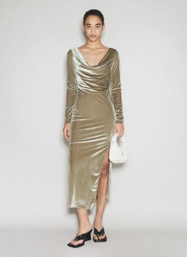 Helmut Lang Draped Velvet Dress Green hlm0254005