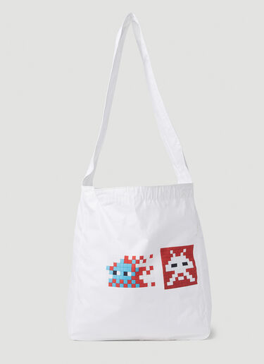 Comme des Garçons SHIRT Invader Print Tote Bag White cdg0150011