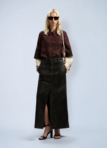 Curved Logo Coated Long Skirt Palm Angels Curved Logo Coated Long Skirt Grey pma0262120