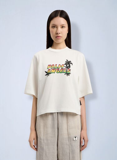 Palm Angels Sunset Graphic Boxy T-Shirt White pma0264205