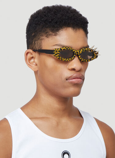 Kuboraum Textured Side Spike Slim Sunglasses Brown kub0339002