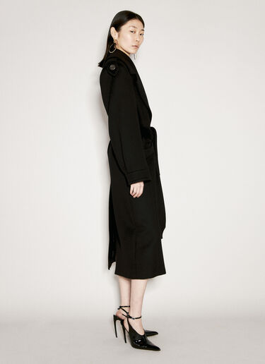 Saint Laurent Cashmere And Wool Belted Coat Black sla0254026