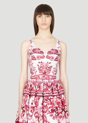 Dolce & Gabbana Majolica Print Bustier Top Pink dol0255033