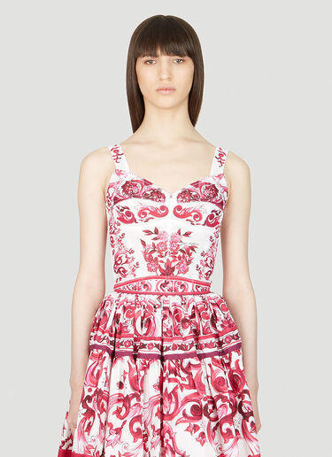 Dolce & Gabbana 锡釉陶印花紧身胸衣上衣 白色 dol0253015