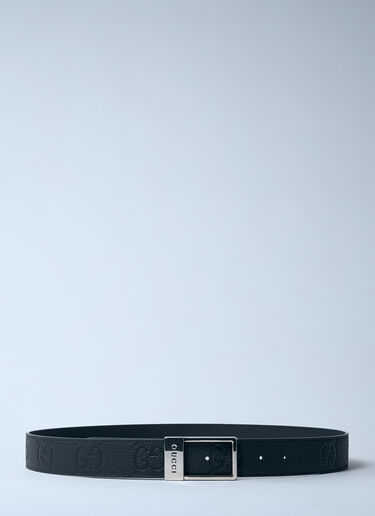 Gucci Rectangular Logo Engraved Belt Black guc0159088