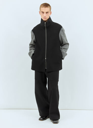 Jil Sander Knit-Sleeves Wool Jacket Black jil0157002