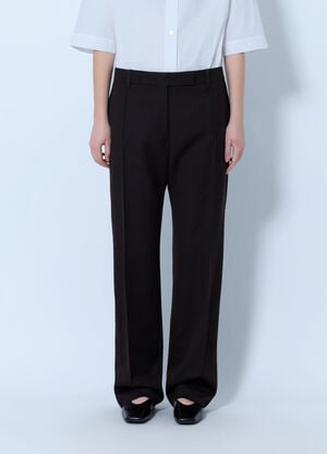 Studio Nicholson Quarte Straight Leg Pin Tuck Tailored Trousers Brown stn0265004