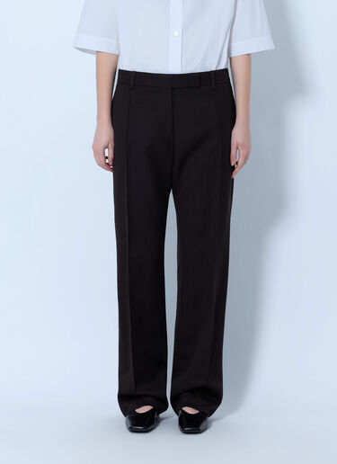 LN-CC® - Studio Nicholson: Quarte Straight Leg Pin Tuck Tailored Trousers - Brown Studio Nicholson Quarte Straight Leg Pin Tuck Tailored Trousers Brown stn0265004