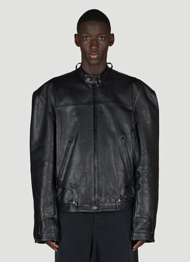Balenciaga Deconstructed Leather Jacket Black bal0154002