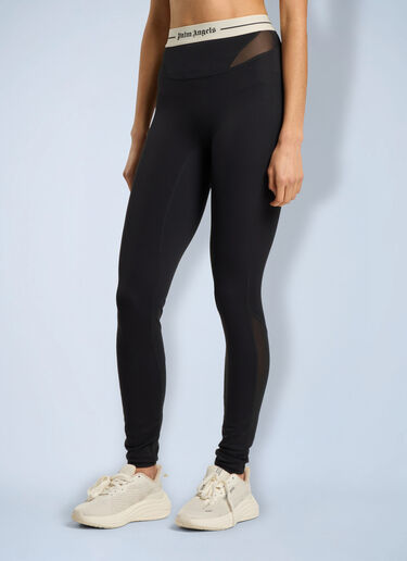 LN-CC® - Palm Angels: Logo Mix Layer Active Leggings - Black Palm Angels Logo Mix Layer Active Leggings Black pma0266228