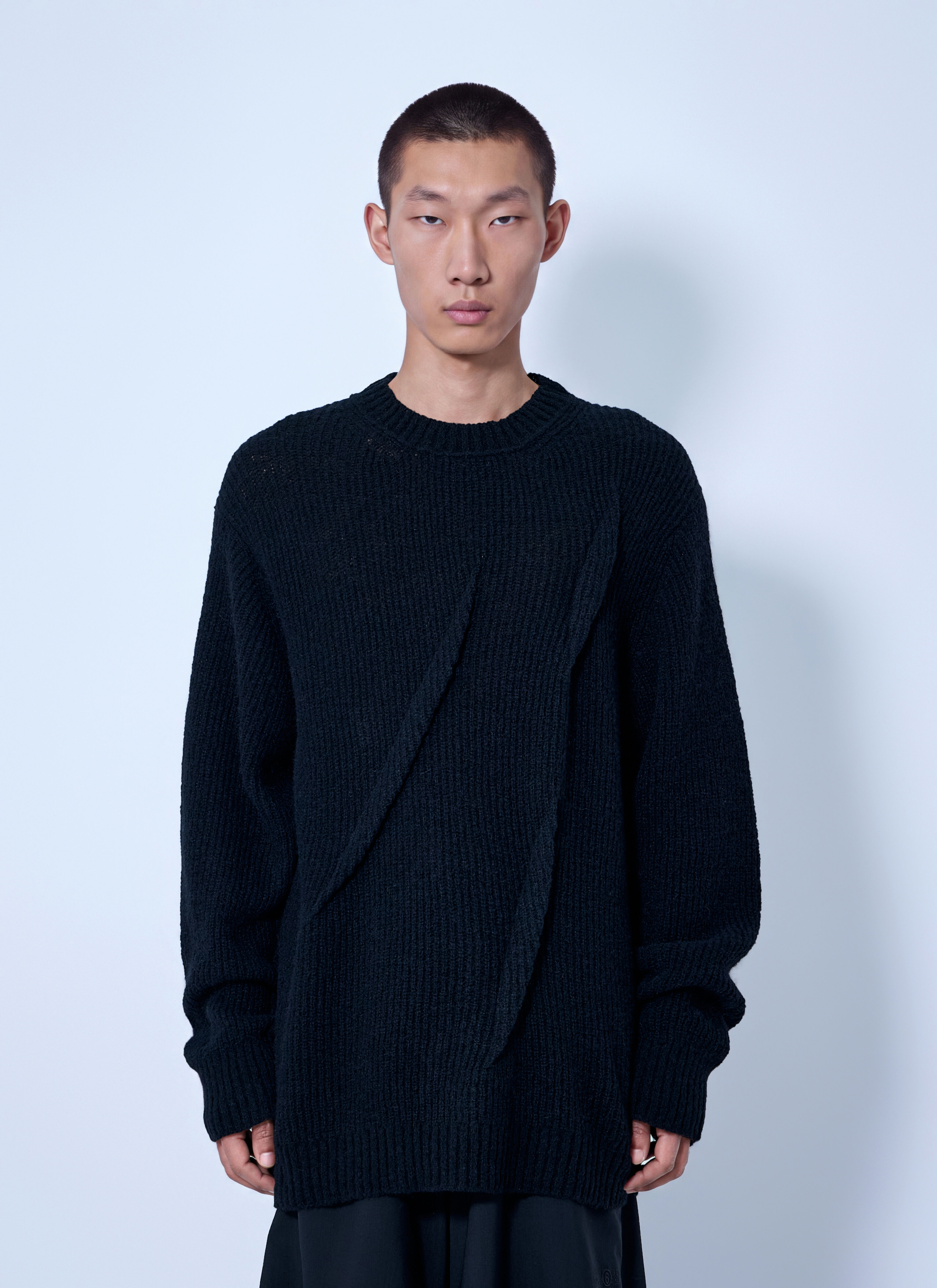 Yohji Yamamoto Men's' Half Cardigan+Tuck Tuck Round Neck Po in