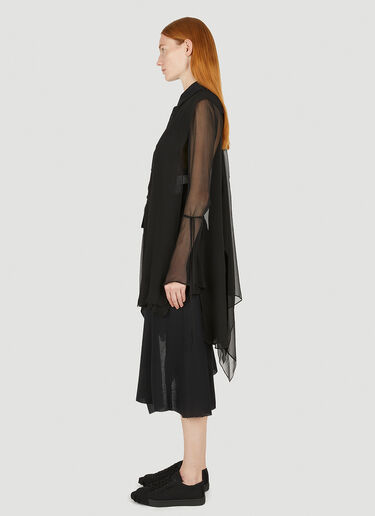 Yohji Yamamoto 타이 잠금 시어 셔츠 블랙 yoy0250001