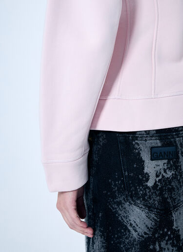 GANNI Fleece Zip Hooded Sweatshirt Pink gan0259039