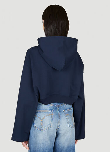 Versace Milano Stamp Crop Hooded Sweatshirt Blue ver0255010