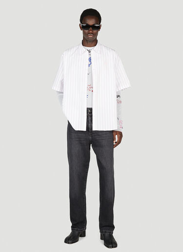 Acne Studios 스트라이프 반소매 셔츠 화이트 acn0153062